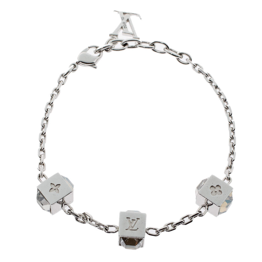 Louis Vuitton Crystal Gamble Bracelet - Silver-Tone Metal Charm