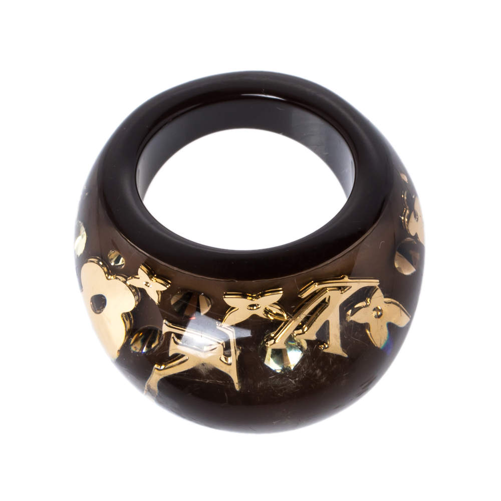 Louis Vuitton Brown Resin Monogram Inclusion Ring L