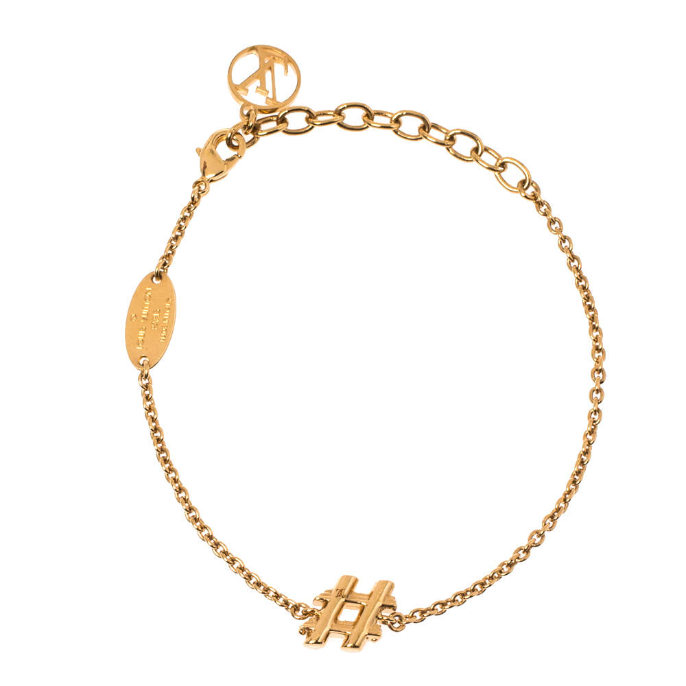 Louis Vuitton Gold Tone LV & Me Hashtag Bracelet Louis Vuitton