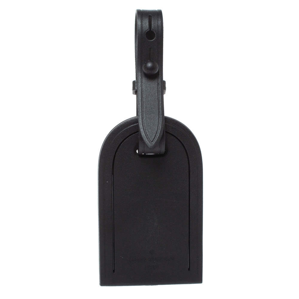 Pre Owned بطاقة أسم حقيبة سفر لوي فيتون بلاستيك مشمع أسود