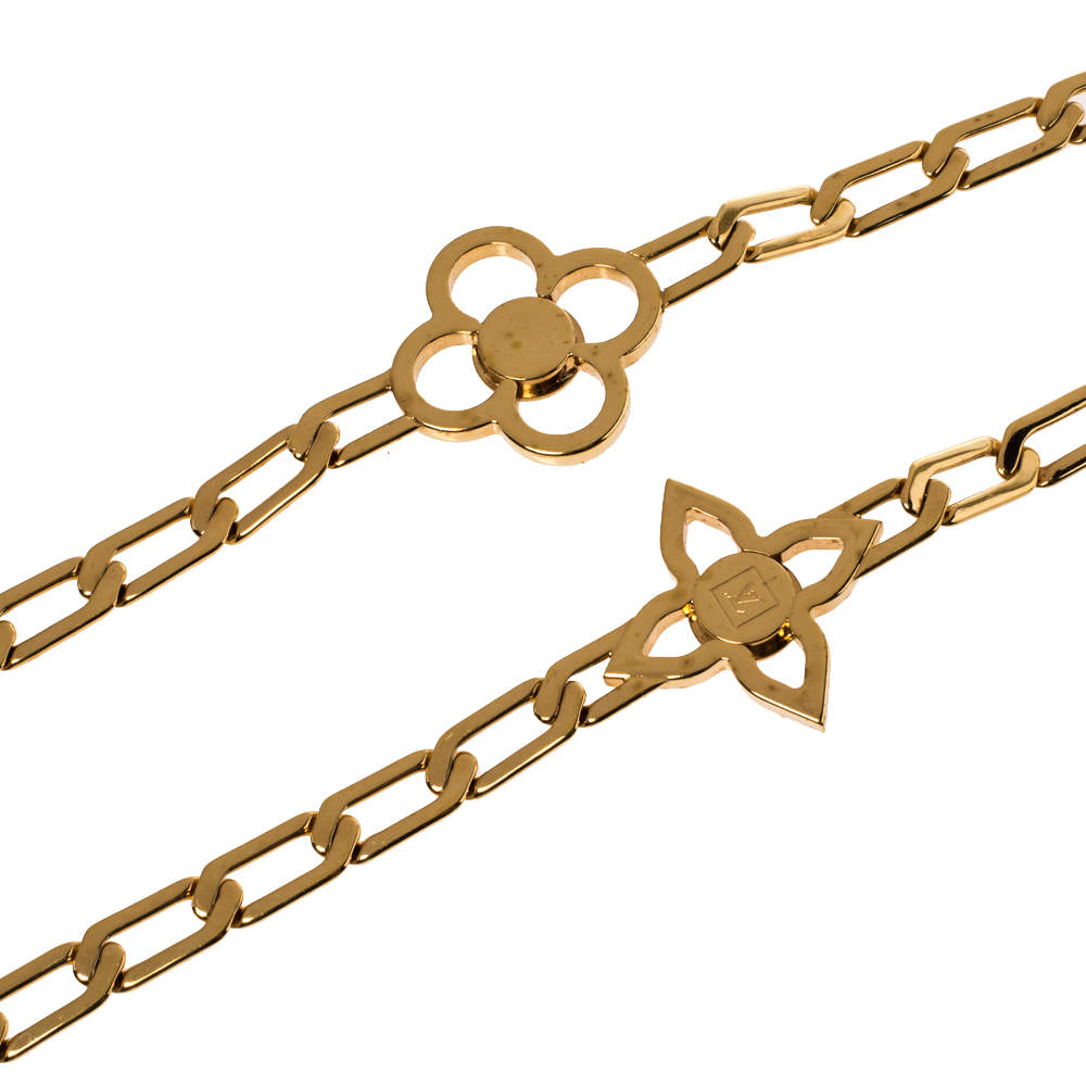 Louis Vuitton Flower Power Crystal Gold Tone Necklace Louis