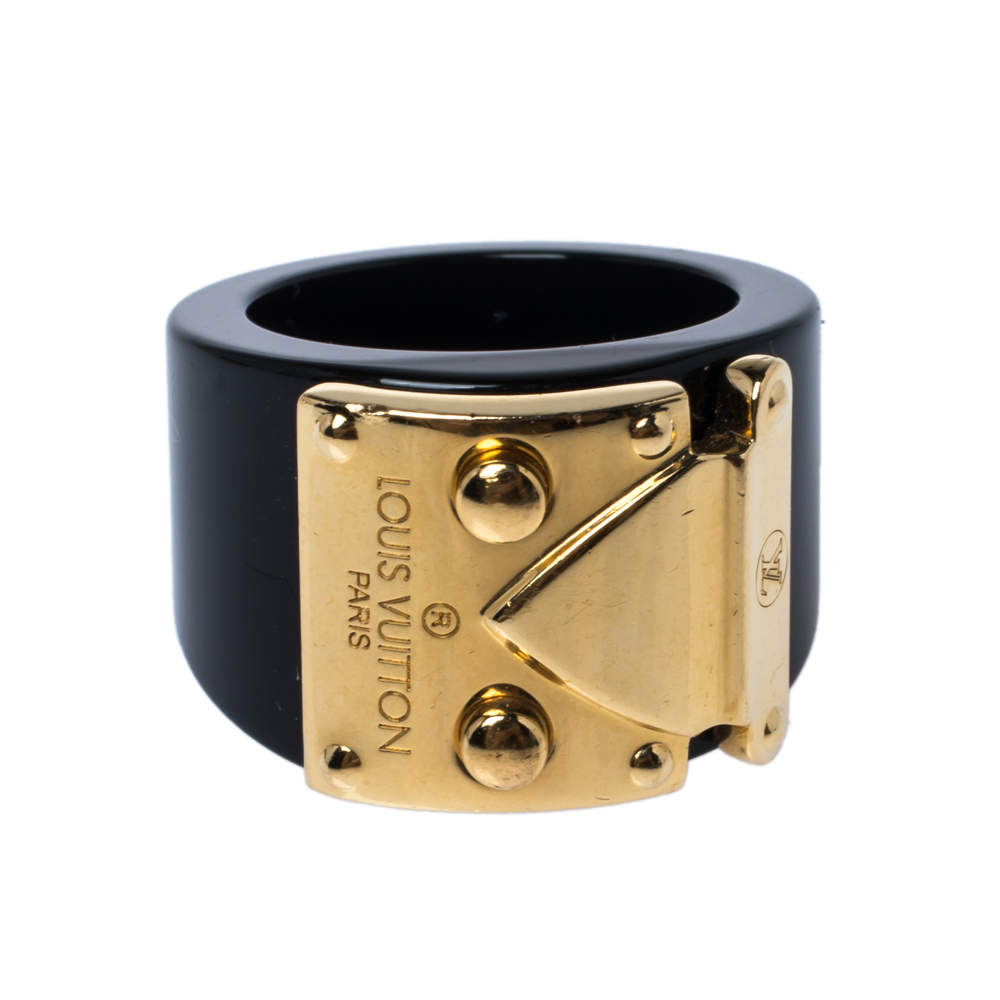 Louis Vuitton Black Gold Tone Lock Me Bracelet and Ring Set Louis Vuitton |  The Luxury Closet