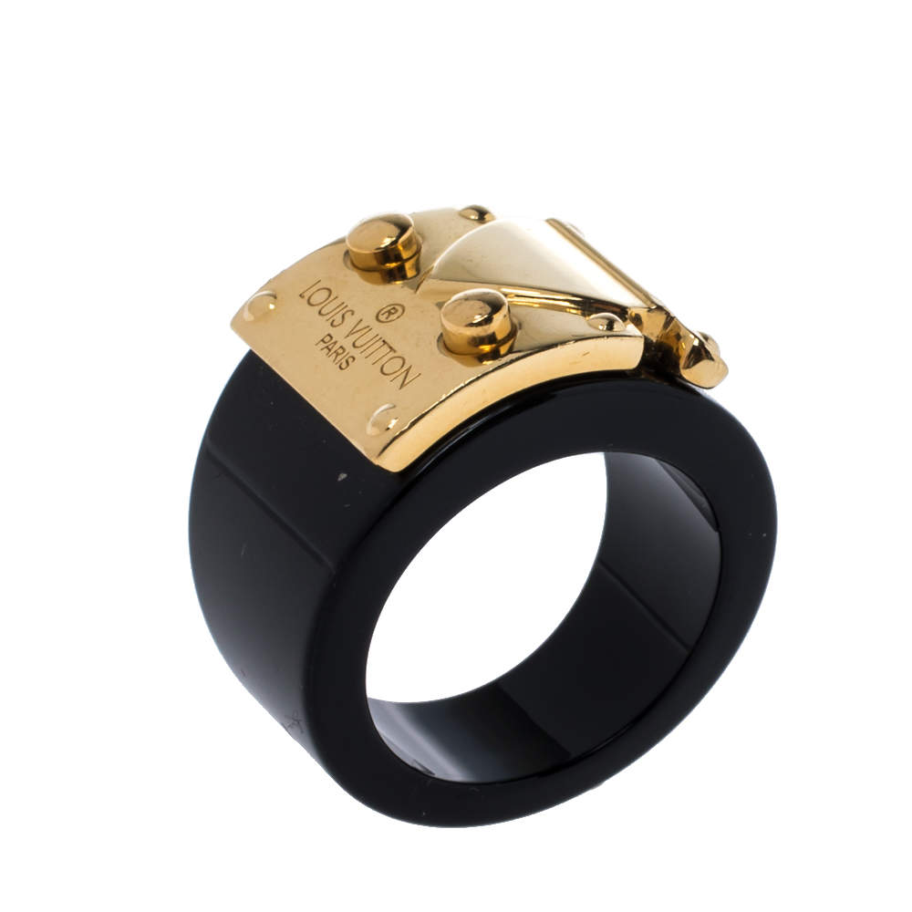 Louis Vuitton Black Gold Tone Lock Me Bracelet and Ring Set Louis Vuitton |  The Luxury Closet