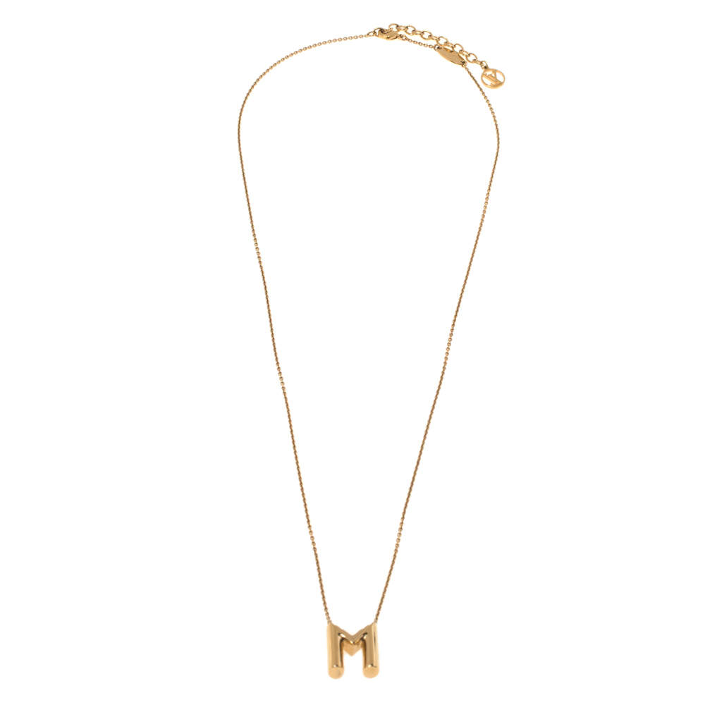 Louis Vuitton LV & Me Letter M Gold Tone Necklace