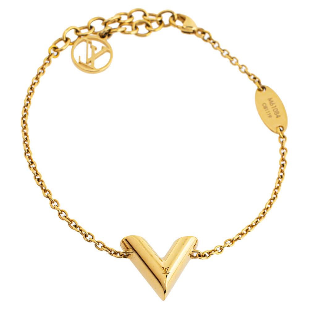 LOUIS VUITTON M61084 Essential V Accessory Bracelet Gold Women