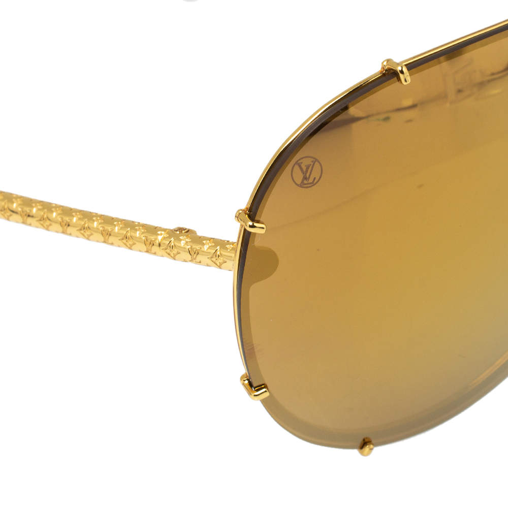 Louis Vuitton Gold Tone Nano Monogram/ Gold Mirrored Z0896W Drive Sunglasses  Louis Vuitton