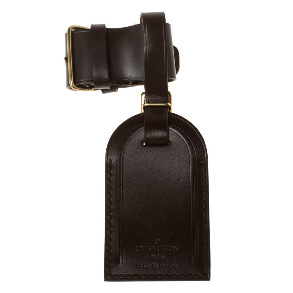 Louis Vuitton Brown Leather Luggage Name Tag & Strap Holder