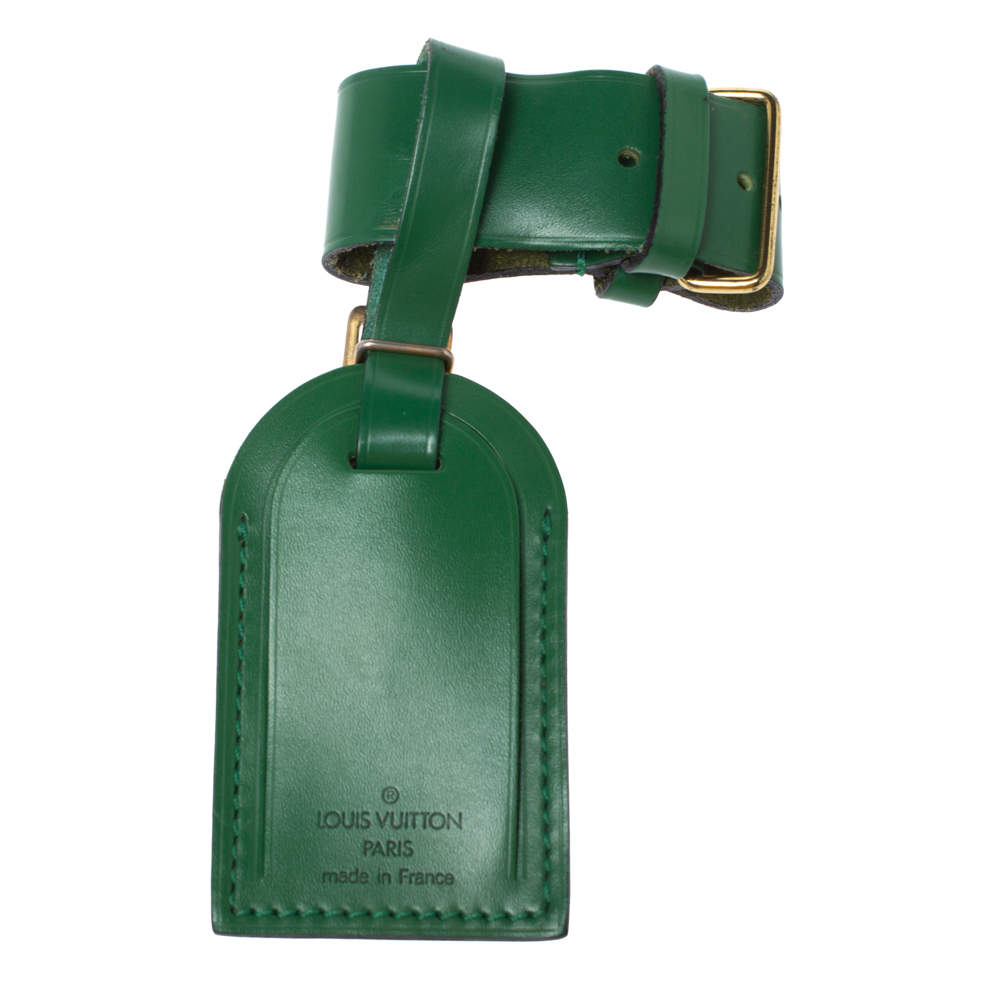 Louis Vuitton Green Leather Luggage Name Tag & Strap Holder Louis Vuitton