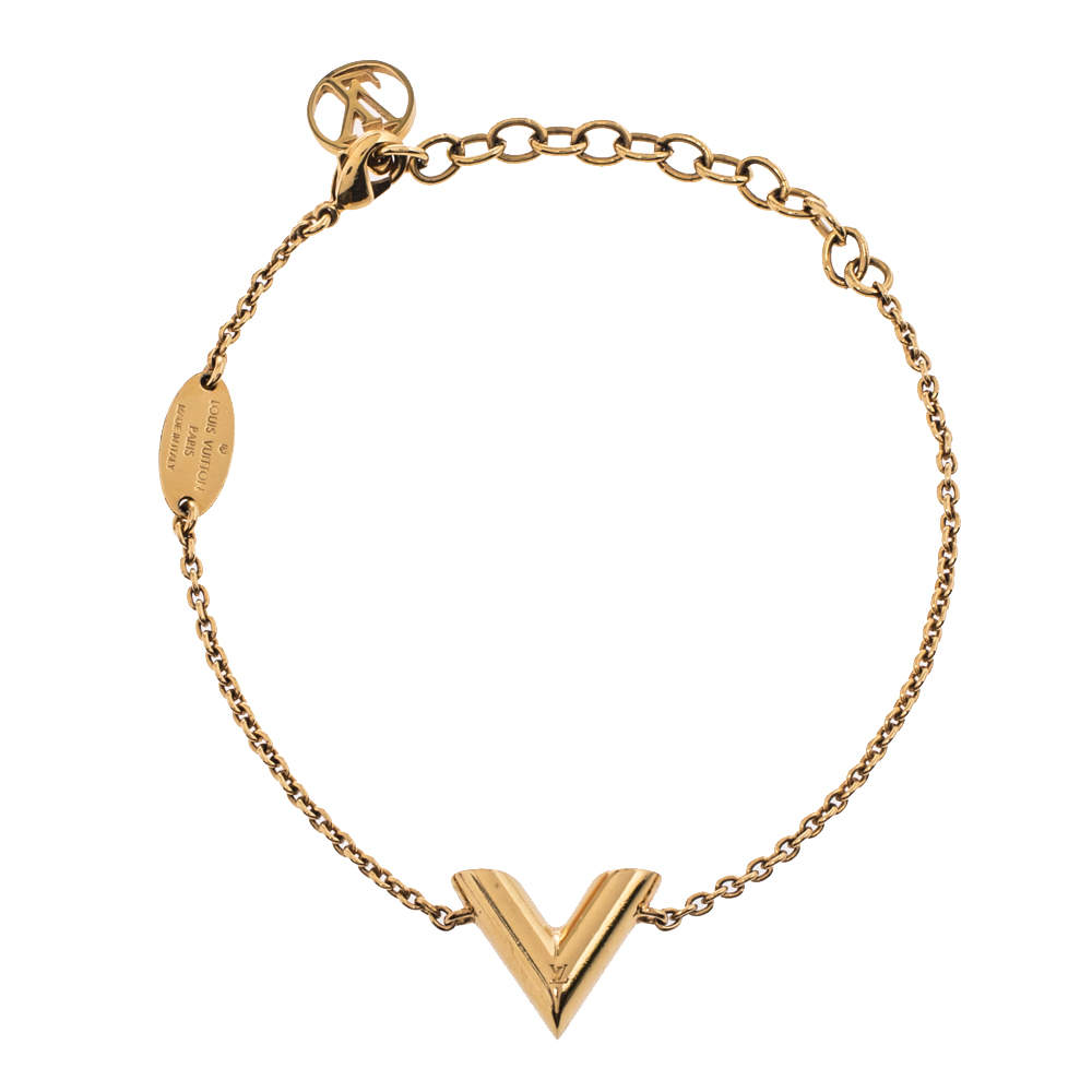Louis Vuitton Essential V Gold Tone Chain Link Bracelet Louis Vuitton ...