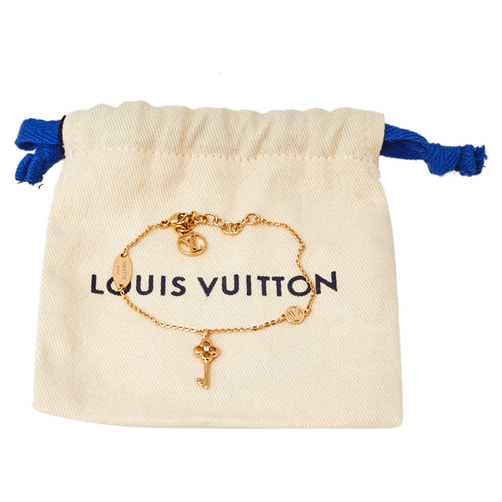Louis Vuitton Lady Lucky Key Supple Crystal Gold Tone Bracelet Louis Vuitton