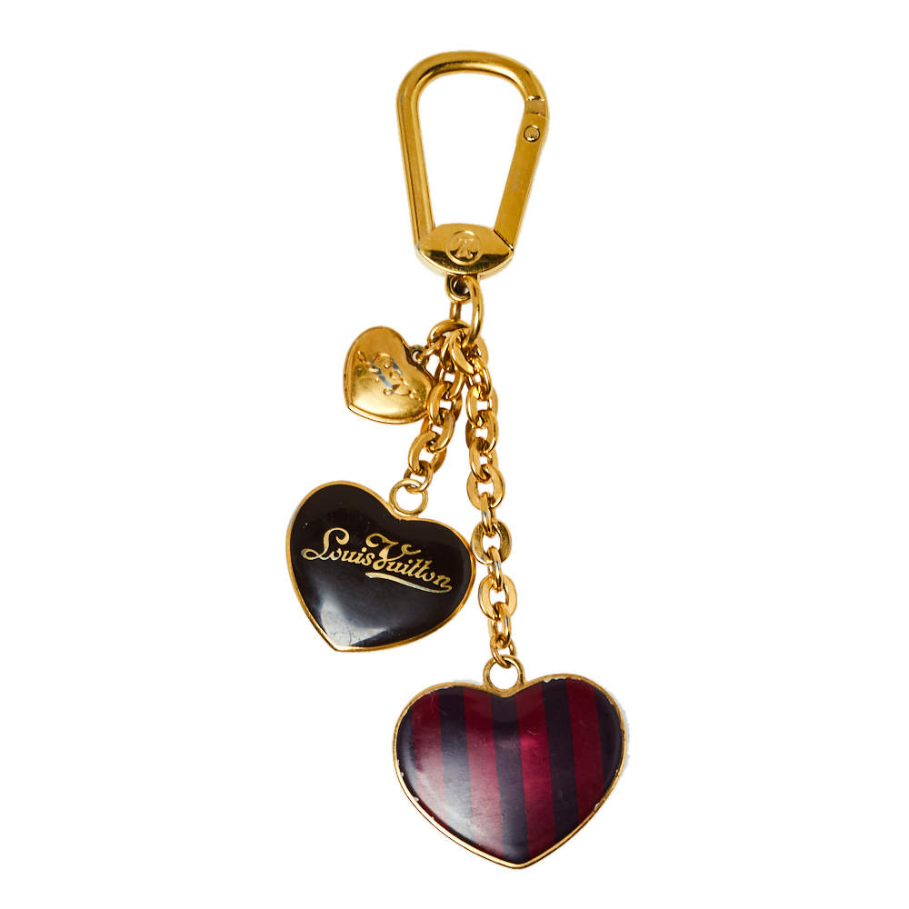Louis Vuitton Pomme D'Amour Rayures Coeur Heart Bag Charm / Key Chain