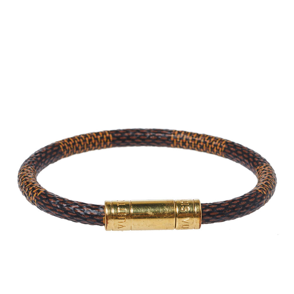 Louis Vuitton Keep It Damier Canvas Gold Tone Bracelet