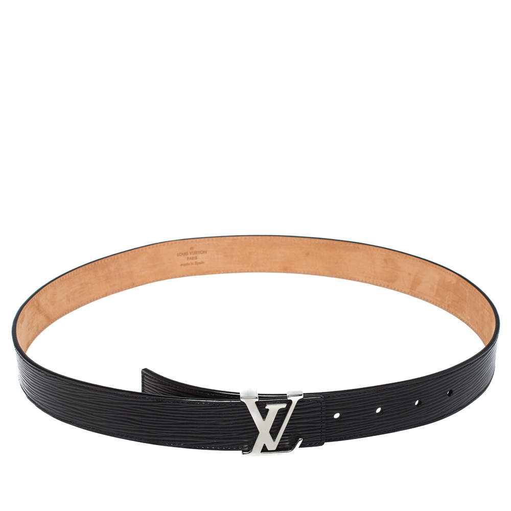 Pre Owned Louis Vuitton Black Epi Leather Initiales Belt Size 85CM