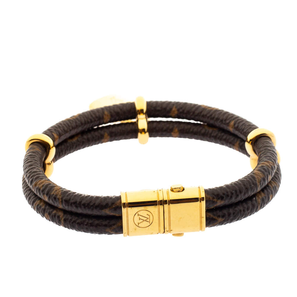 Louis Vuitton Monogram Double Keep It Twice Logo Lock Bracelet at