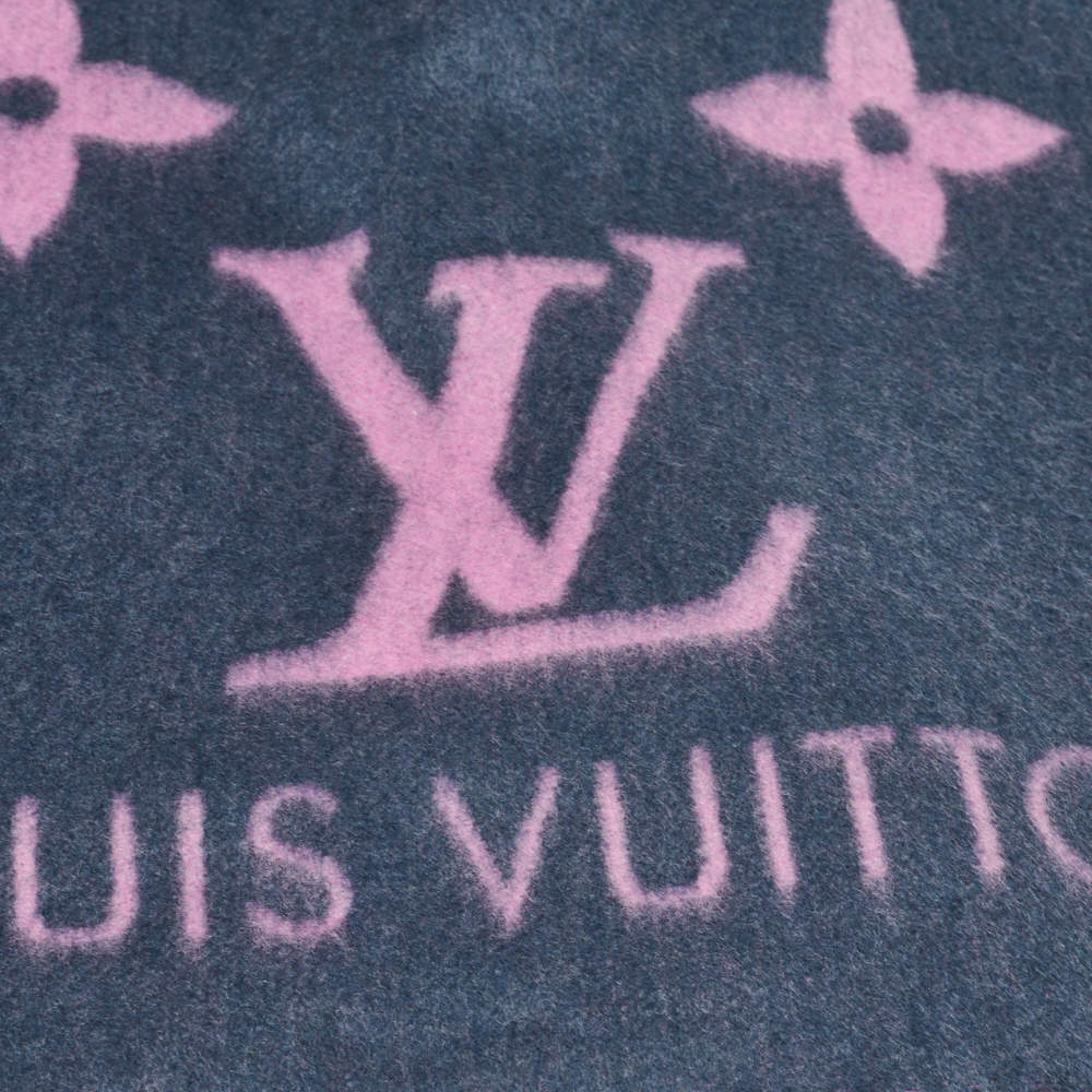 Louis Vuitton Monogram Pattern Cashmere Reykjavik Scarf M75607  Gray/Pink_2803115544