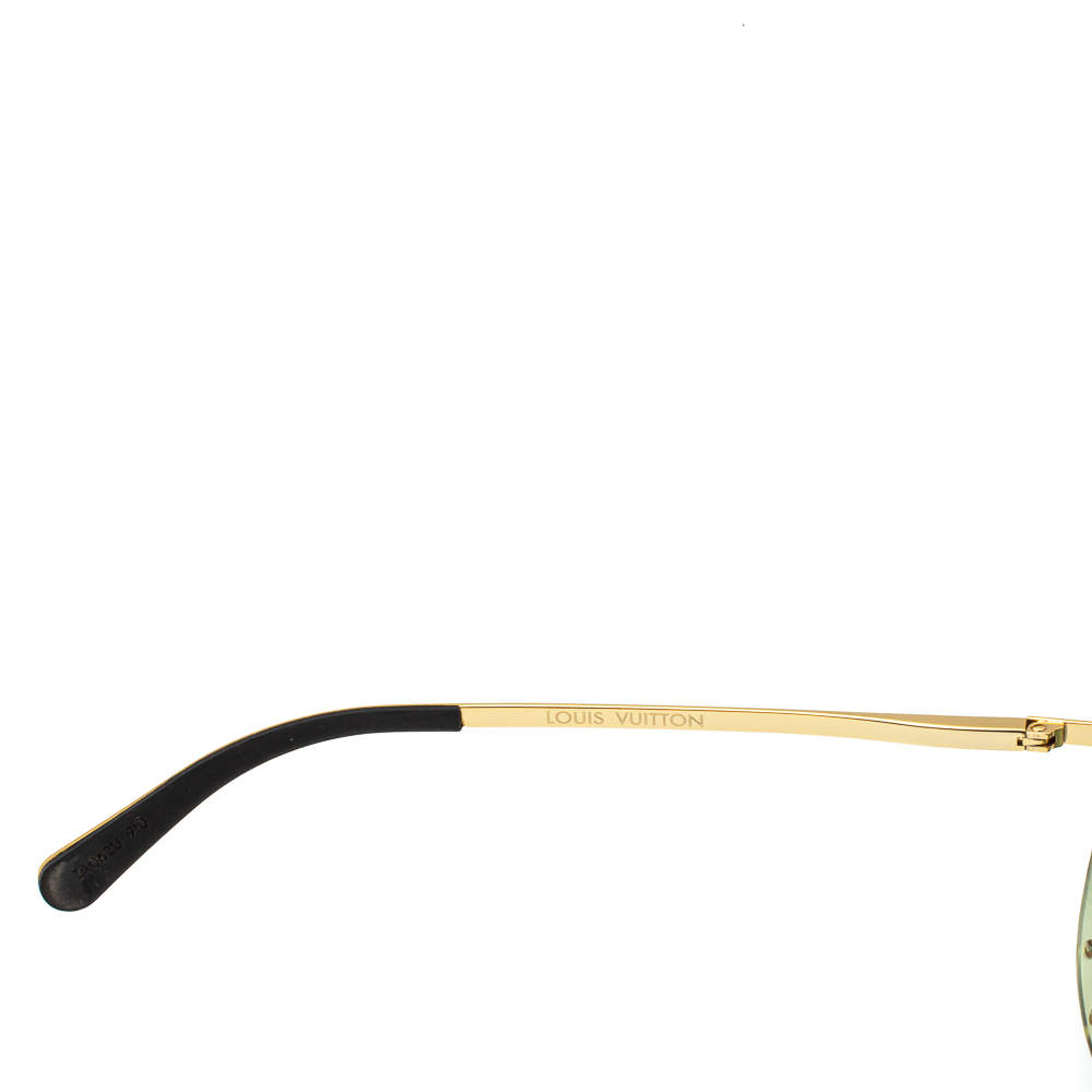 Louis Vuitton Studded Gold Tone/ Green Gradient Z1062U The Party Aviators  Sunglasses