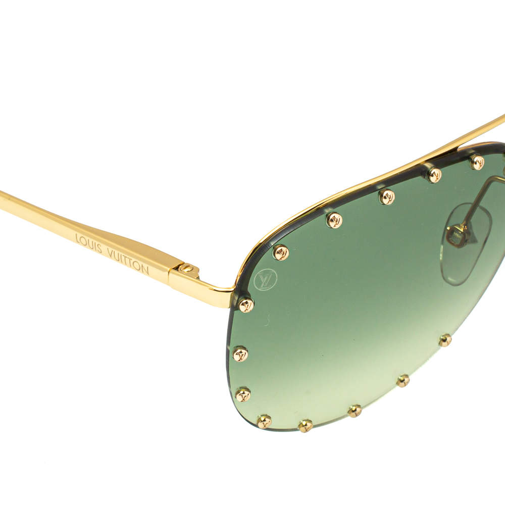 Louis Vuitton Studded Gold Tone/ Green Gradient Z1062U The Party Aviators Sunglasses  Louis Vuitton