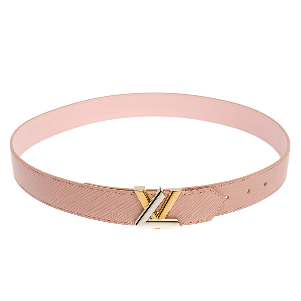 Louis Vuitton Rose Ballerine Epi Leather Twist Belt 85CM