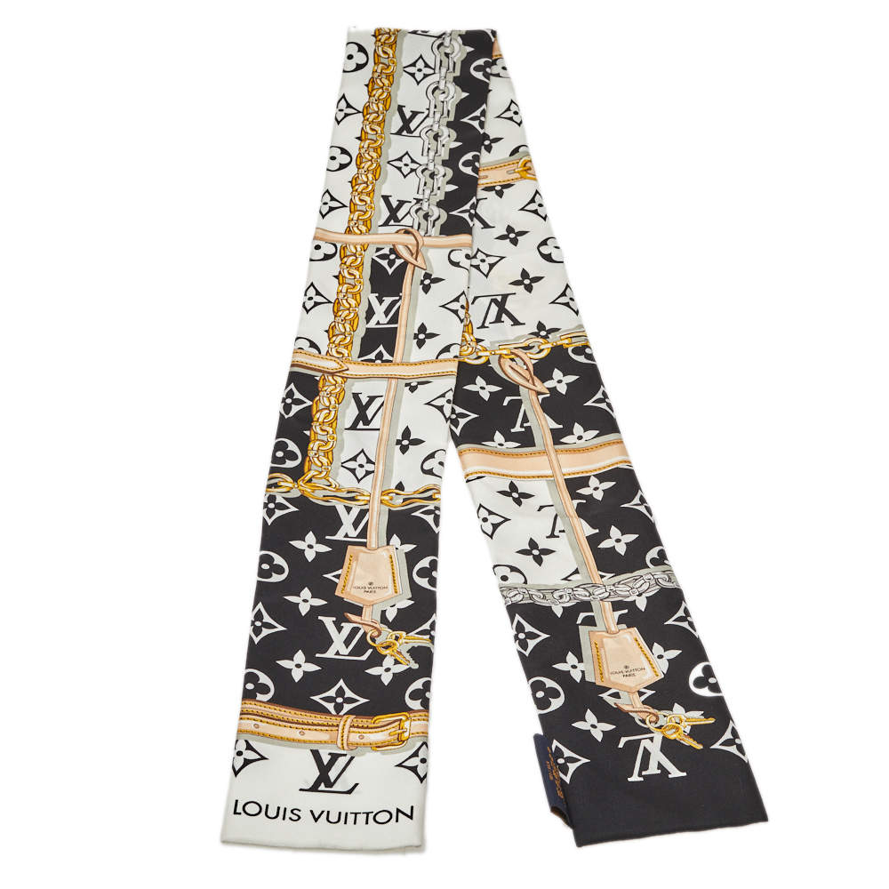 مملوكة مسبقًا Louis Vuitton Black Logo Monogram Silk Bandeau 