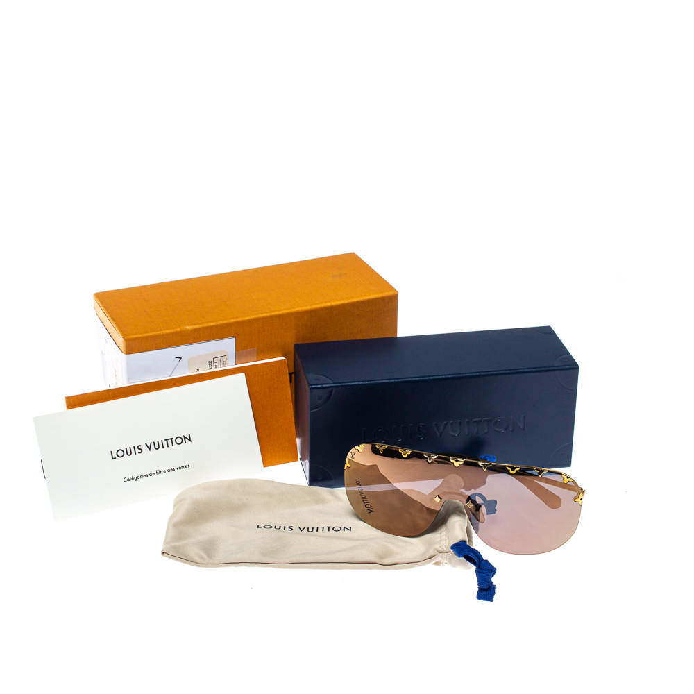 Louis Vuitton Gold Tone/ Metallic Mirrored Z2377W Shield Sunglasses Louis  Vuitton
