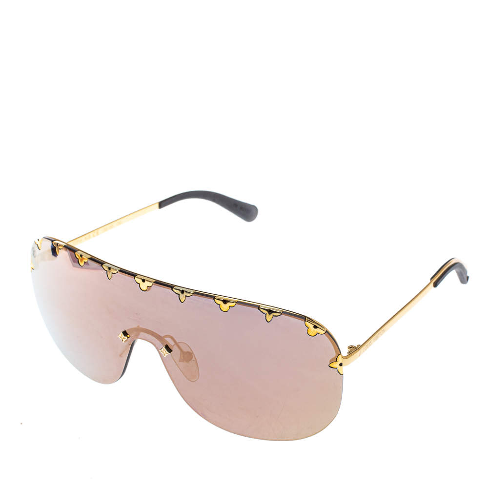 Pre-owned Louis Vuitton Gold Z2377w Mirror Shield Sunglasses