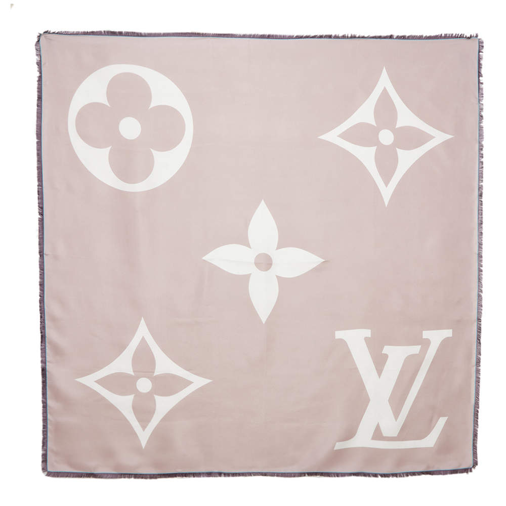 Louis Vuitton Rose Giant Id Silk Square Scarf