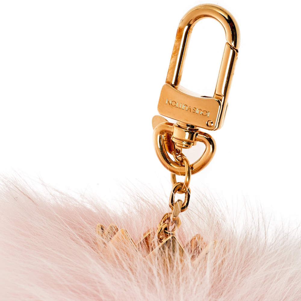Auth Louis Vuitton Fuzzy Bubble Bag Charm & Key Holder Light Pink Fur -  x2924