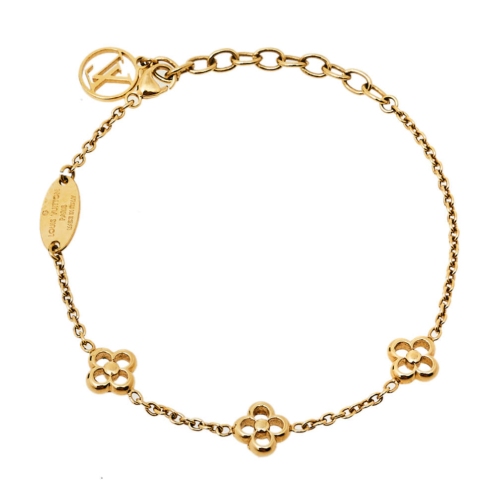 Louis Vuitton Gold Tone Flower Full Bracelet