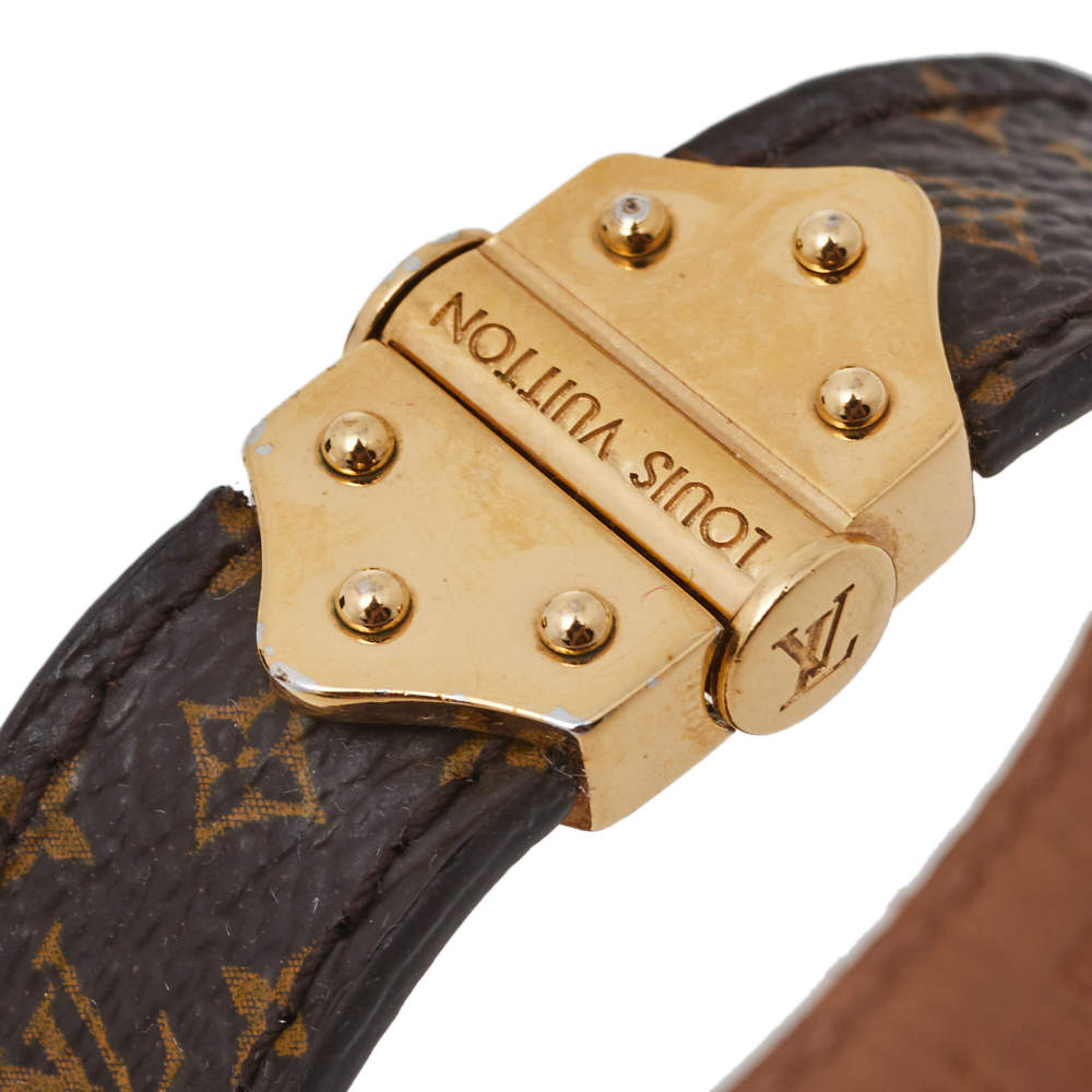 LOUIS VUITTON Monogram Blasslé Spirit bracelet M6689 Brown Unisex Leather  Brown