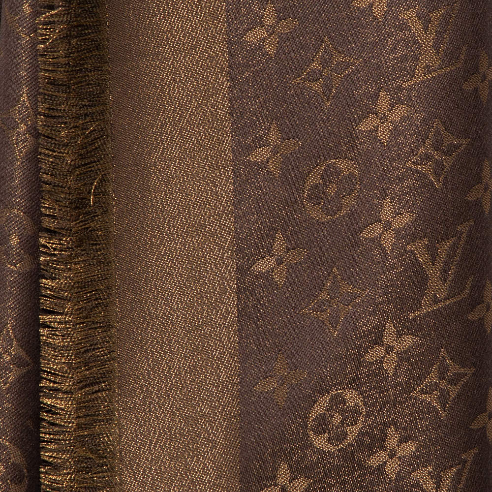 Louis Vuitton Brown Monogram Wool & Silk Shine Shawl