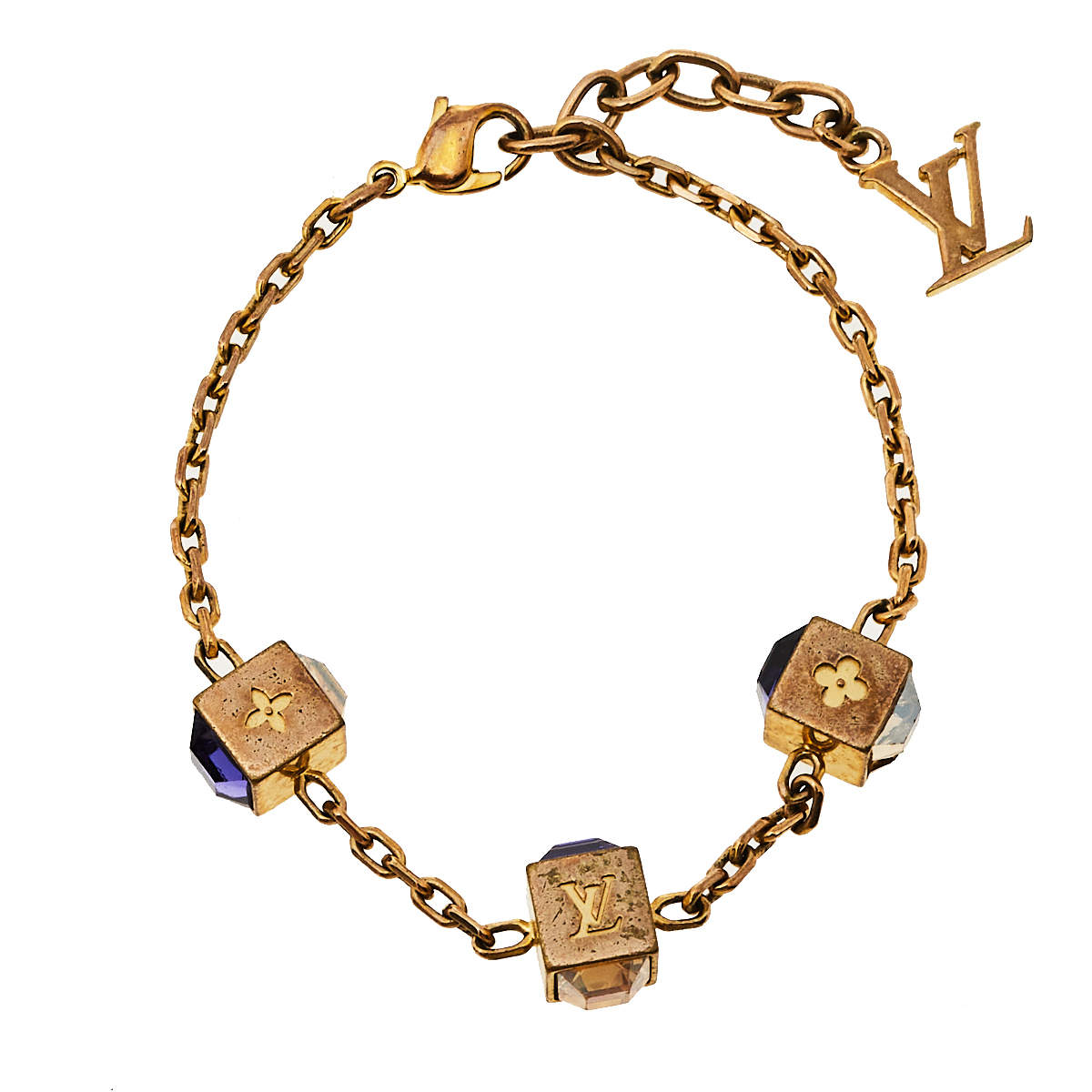 Pre Owned سوار لوي فيتون غامبل كريستال ذهبي اللون