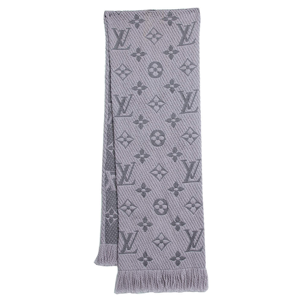 Louis Vuitton, Accessories, Louis Vuitton Lv Monogram Logomania Wool  Pearl Grey Scarf