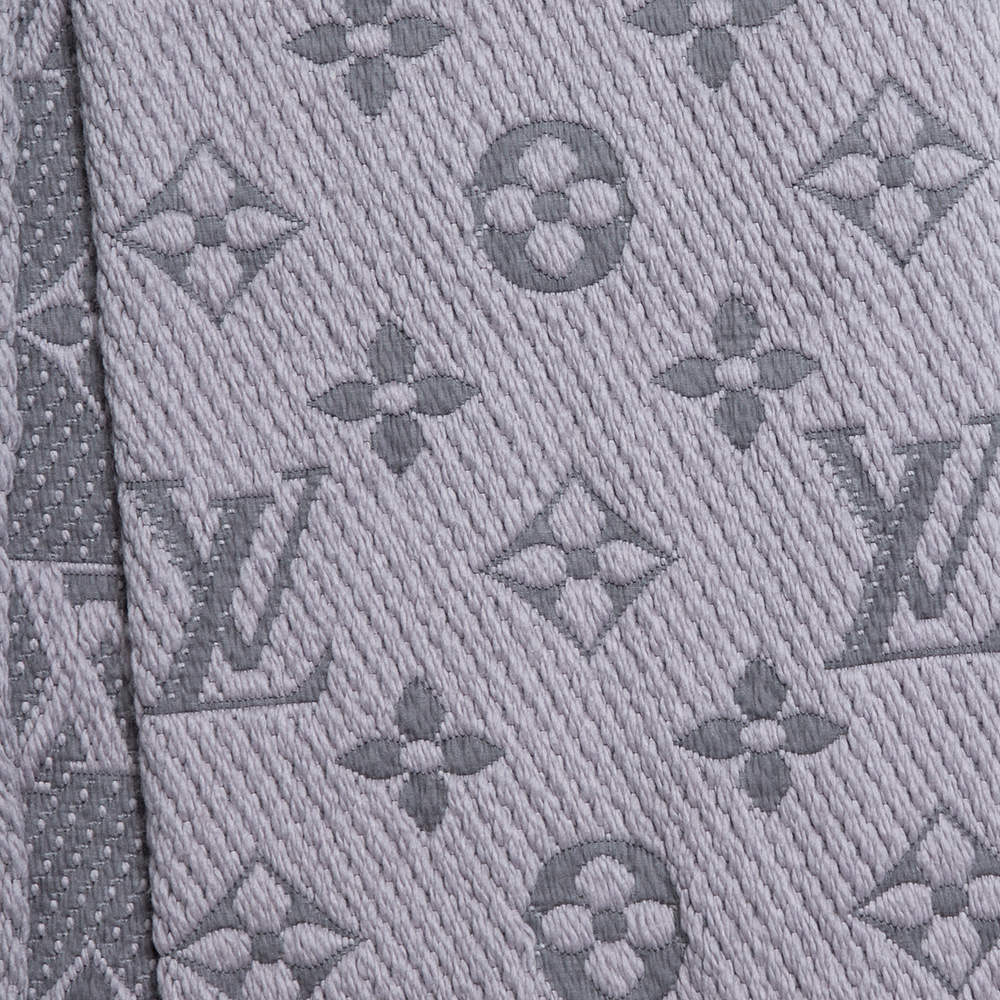 LOUIS VUITTON Wool Silk Logomania Scarf Pearl Grey 233601
