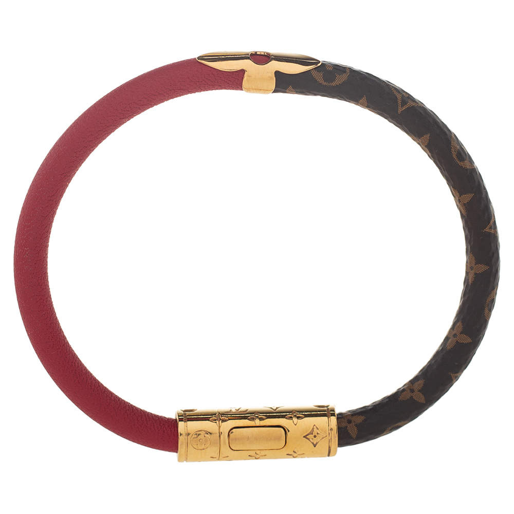 LV Louis Vuitton Unisex Bracelet Confidential Monogram red Size 17