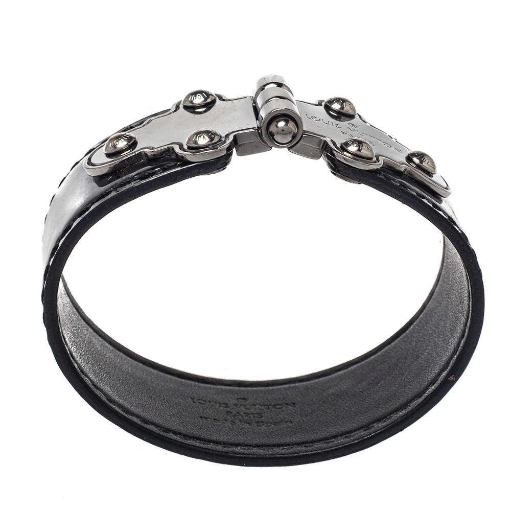 Louis Vuitton Black Leather In Step Bracelet 19 cm Louis Vuitton