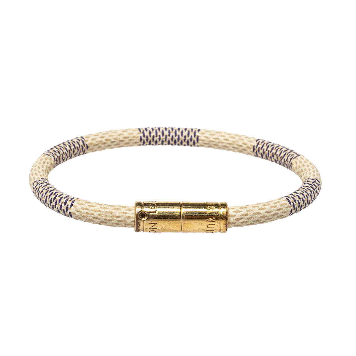 Louis Vuitton Damier Azur Keep It Bracelet - Gold-Tone Metal Cuff