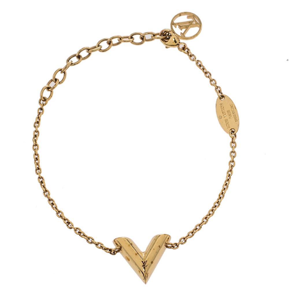 Louis Vuitton Essential V Gold Tone Chain Link Bracelet