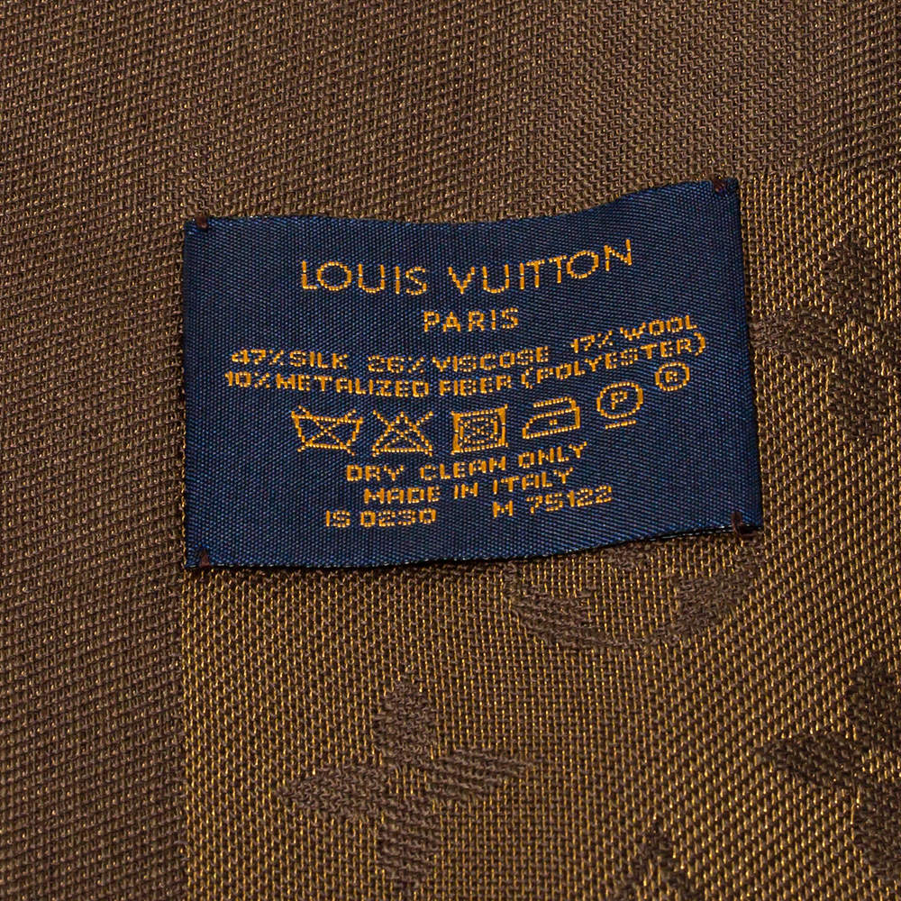 Louis Vuitton Brown Monogram Wool/Silk Shine Shawl Scarf - Yoogi's