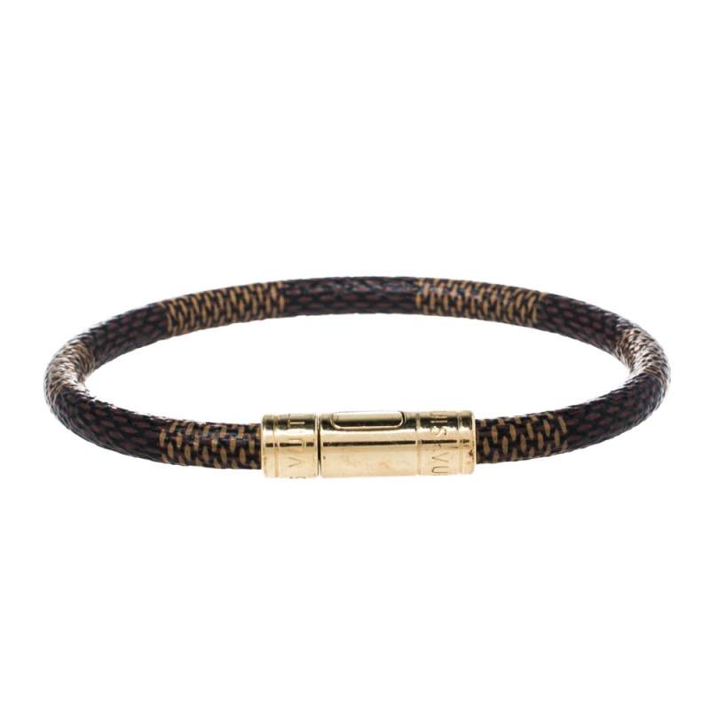Louis Vuitton Brown Damier Canvas Gold Tone Keep It Bracelet