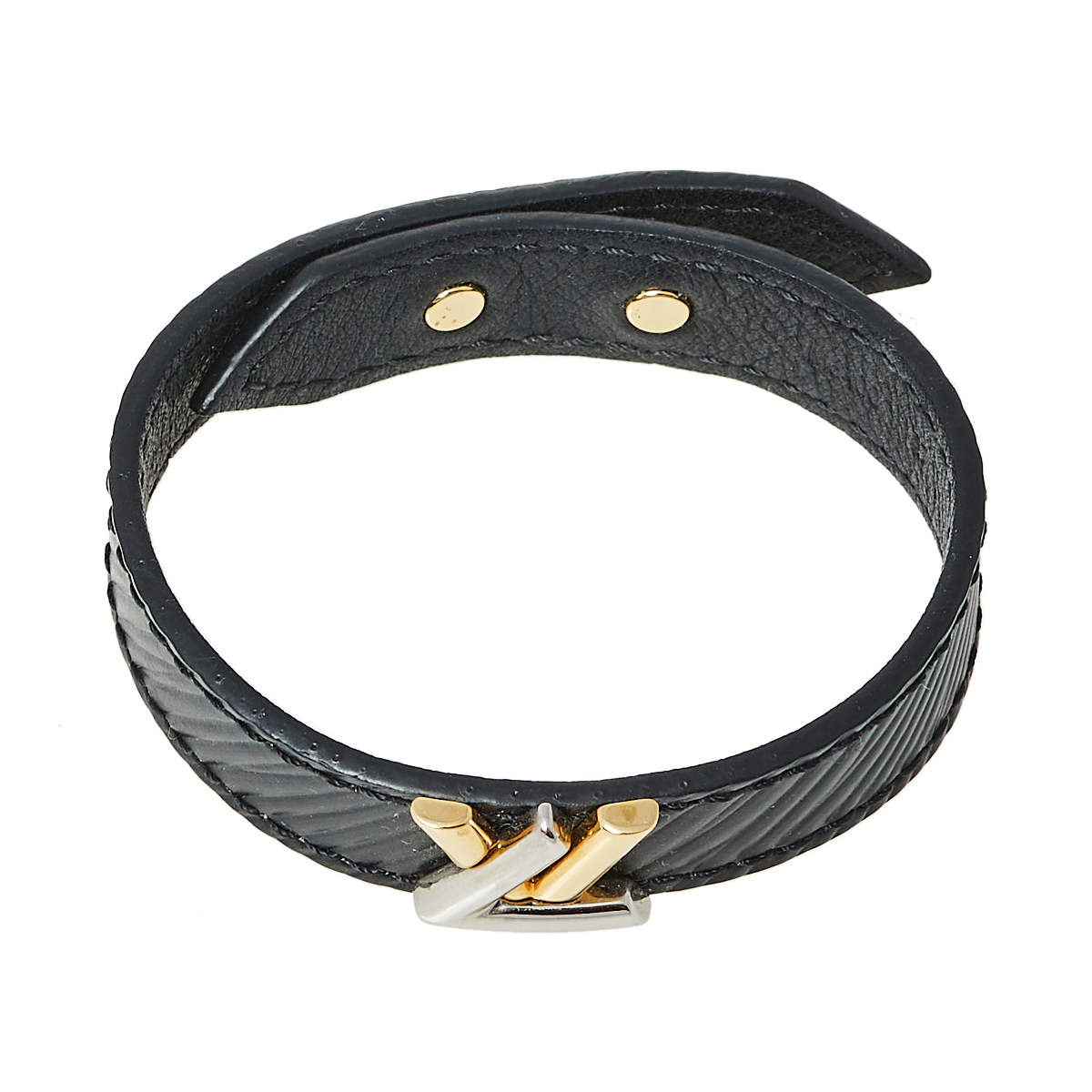 LOUIS VUITTON Epi Twist It Bracelet 17 Black 956796