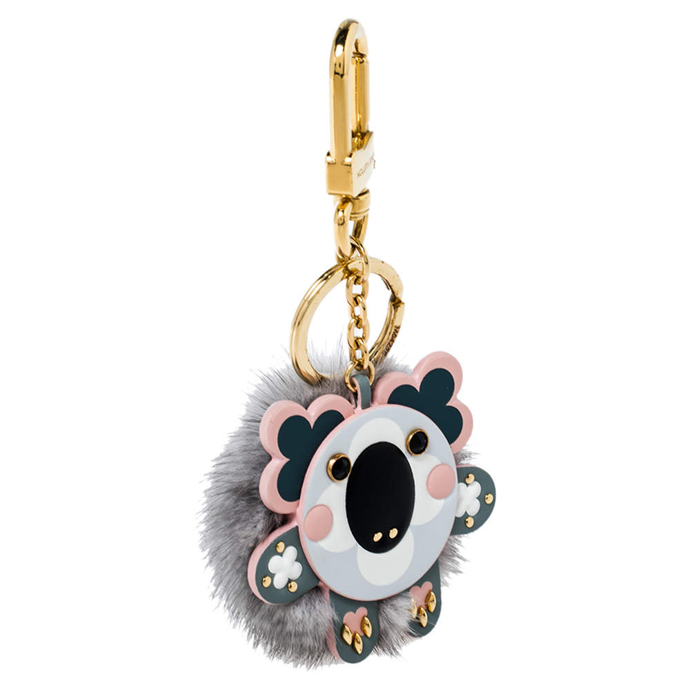 Louis Vuitton Gold Tone Mink Fur Koala Bag Charm/ Key Ring Louis