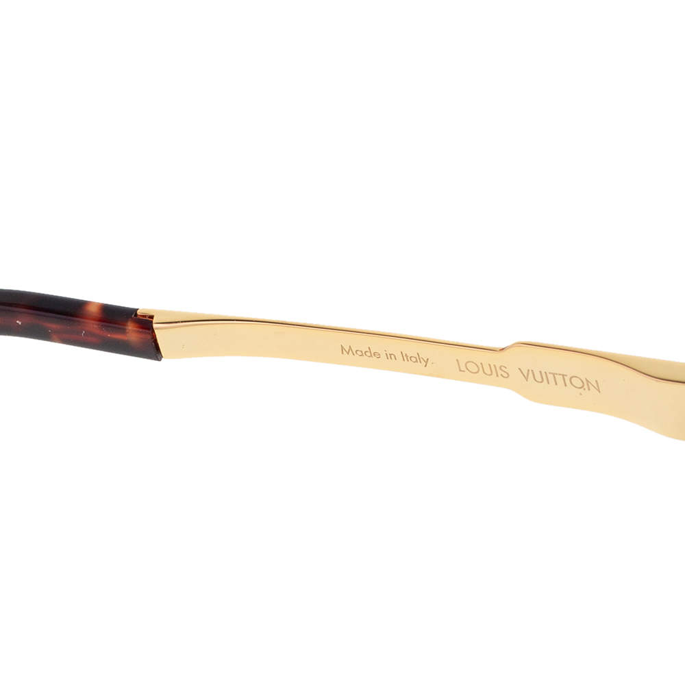 Louis Vuitton Gold Tone/Brown Tortoise Z0938E Aviator Sunglasses