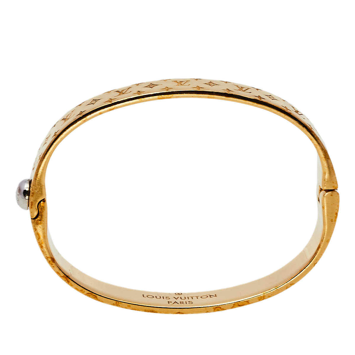 Louis Vuitton Nanogram Cuff Gold Bracelet - Size S ○ Labellov