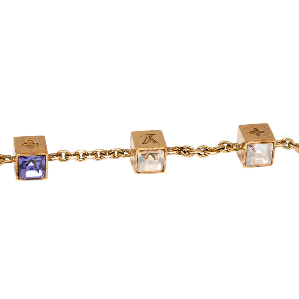 Louis Vuitton Multicolor Crystals Gold Tone Gamble Bracelet