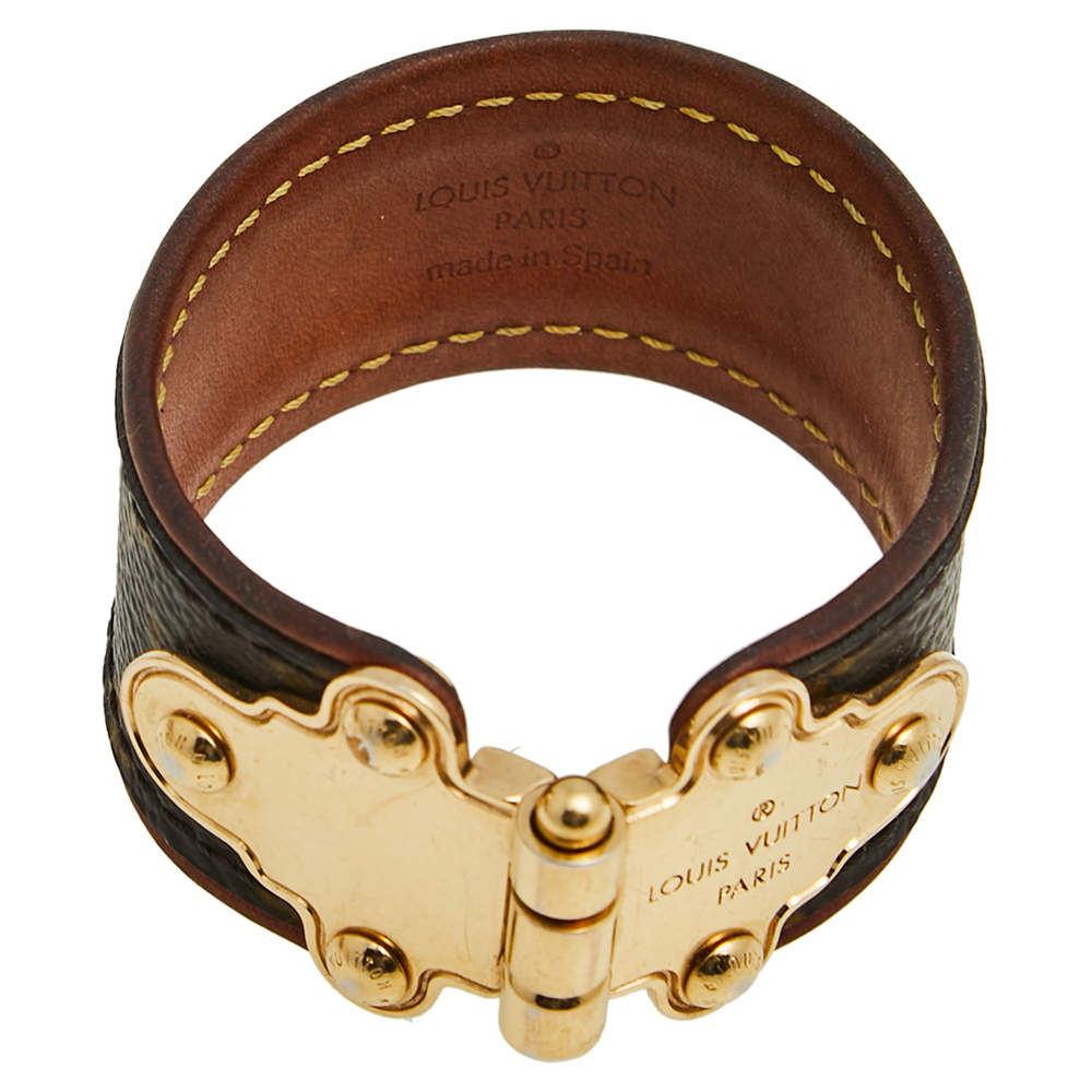 Louis Vuitton Save It Brown Monogram Canvas Wide Cuff Bracelet