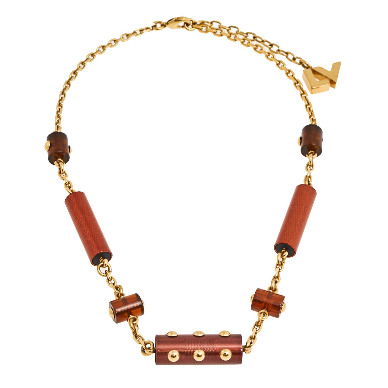 LOUIS VUITTON necklace triple ranks multicolor gilded metal - VALOIS  VINTAGE PARIS
