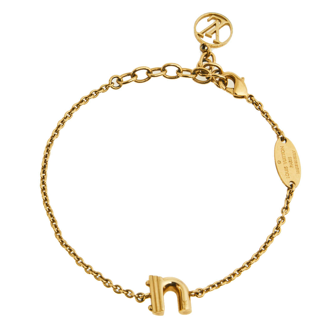 Louis Vuitton LV & Me Gold Tone Letter N Charm Bracelet Louis Vuitton