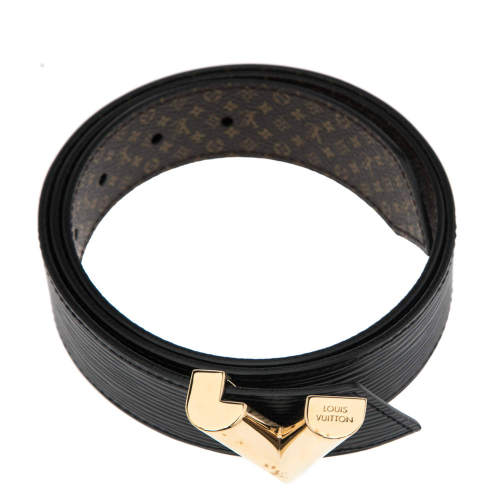 Louis Vuitton Black Epi Leather and Micro Monogram Essential V Reversible  Belt 90CM Louis Vuitton