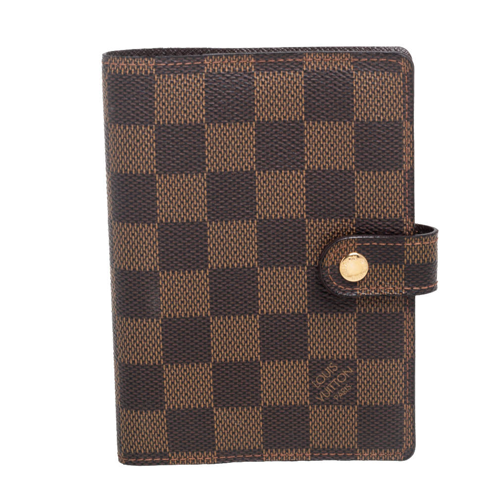 Pre Owned Louis Vuitton Damier Ebene Canvas Small Ring Agenda Cover