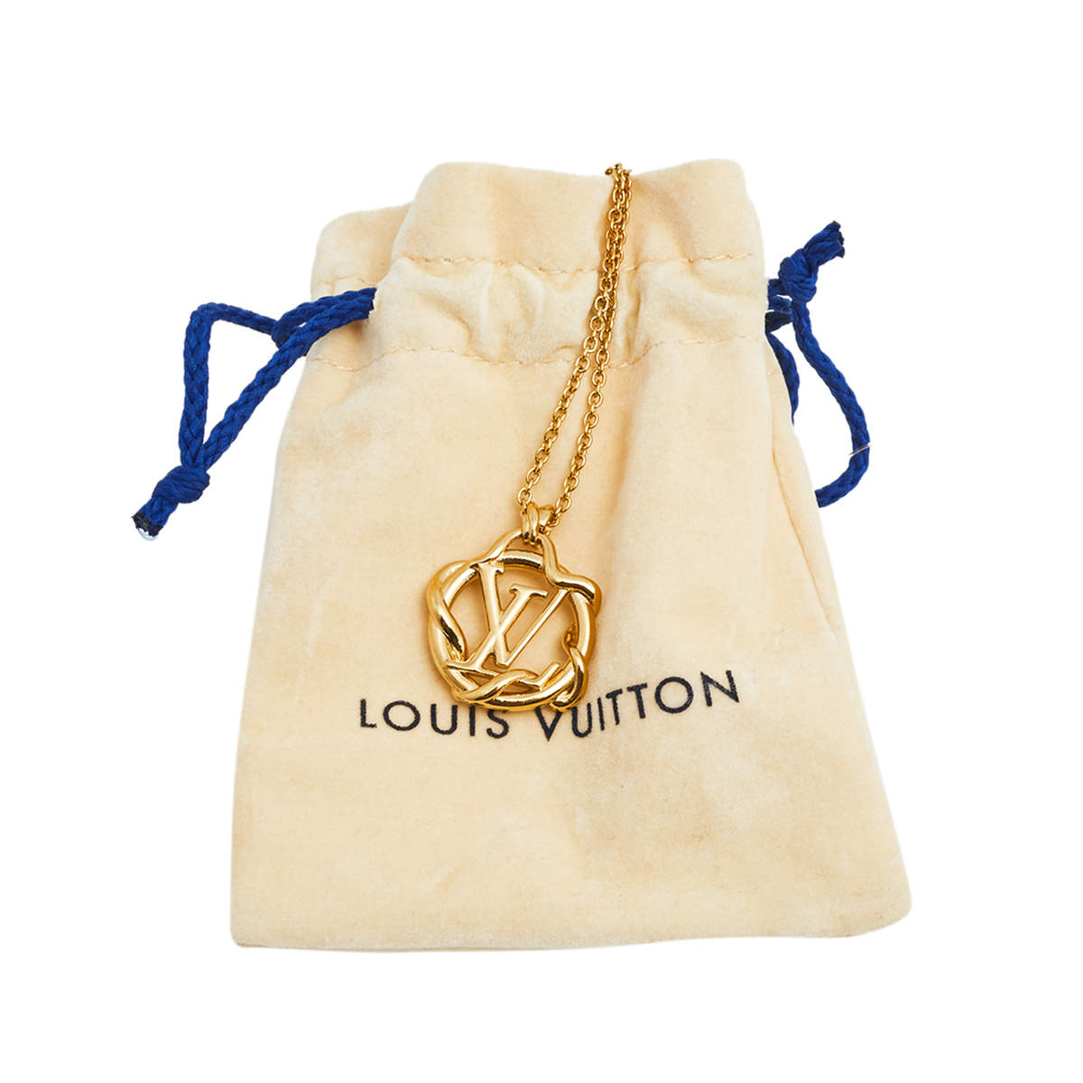 Louis Vuitton Gold Tone Garden Louise Pendant Necklace Louis
